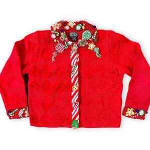 Vintage RARE Berek 2 Takako Sakon Christmas Kitsch Xmas M Grandmacore Sweater